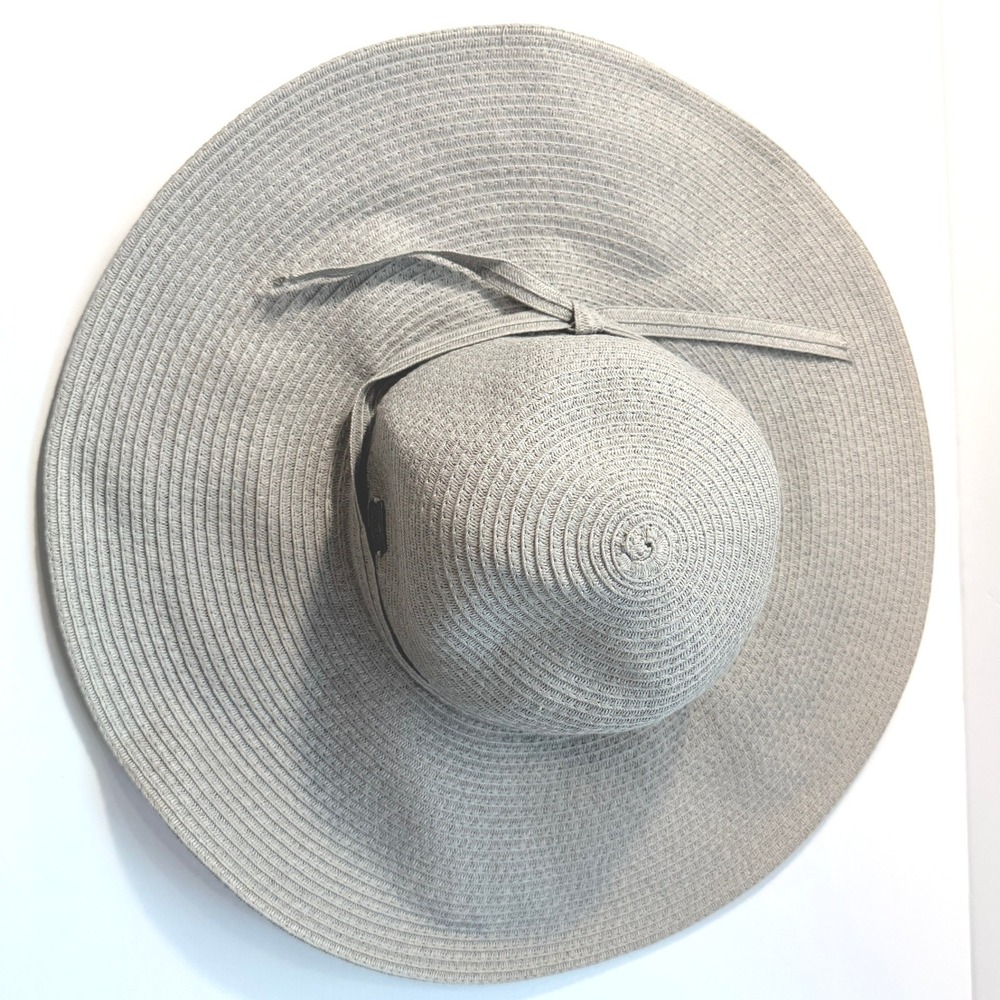 Sun N Sand Gray/Tan Wide Brim Floppy Sun Hat UPF 50+ Protection Beach Straw Hat